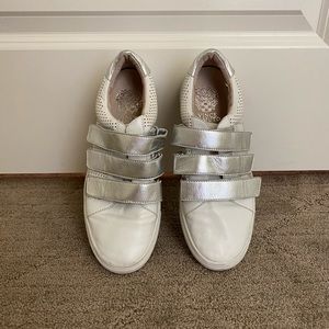 Vince Camuto Velcro White and Silver Shoes